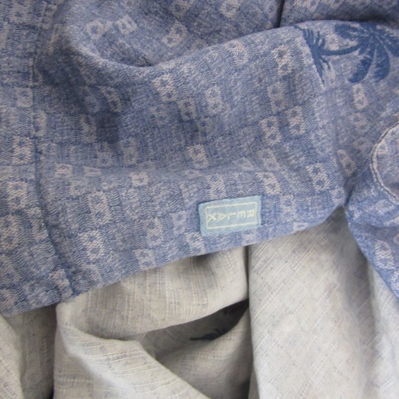 Tommy Bahama Pinup Girl Short Sleeve 100% Silk Button Up Shirt Blue Size XL - Picture 8 of 10